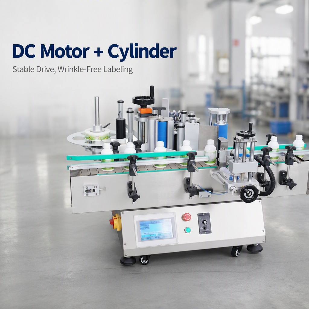 Round Bottle Labeling Machine Electric Motor PLC Control for Cosmetic Beverage Glass Plastic Bottle Labeling Machine - Image 2